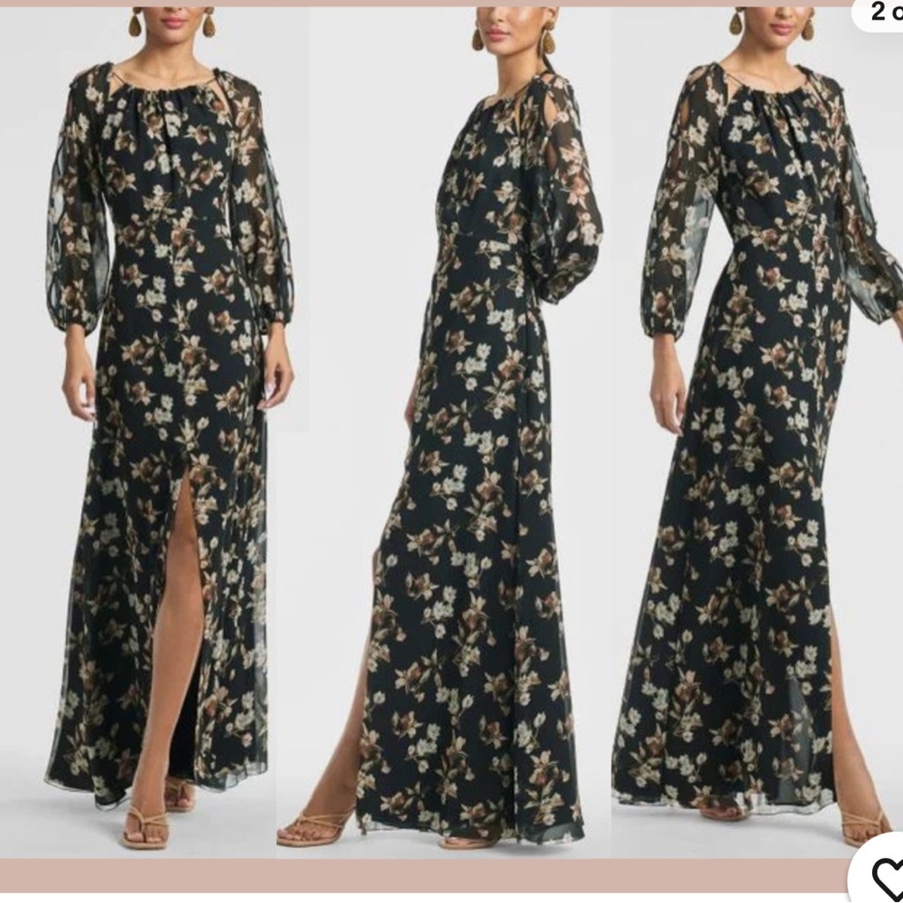Sachin + Babi Black Floral Long Sleeve Dress - Picture 2 of 5